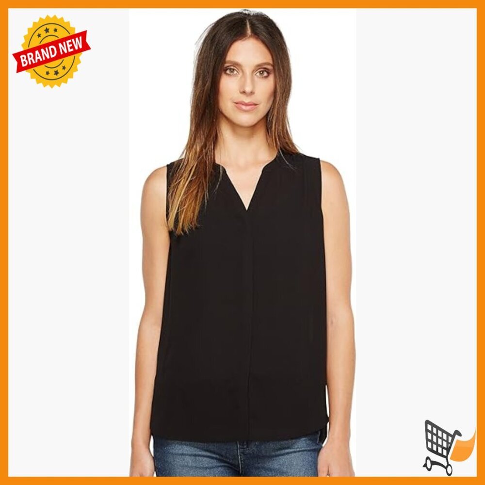 Sleeveless Pintuck Blouse, Mandarin Collar, Lightweight Polyester, Work Casual